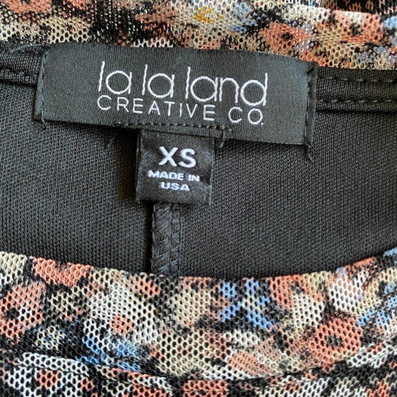 017 LA LA LAND CREATIVE Floral Print Black Long Sleeve Sheer Mini Dress Size XS - Picture 5 of 7